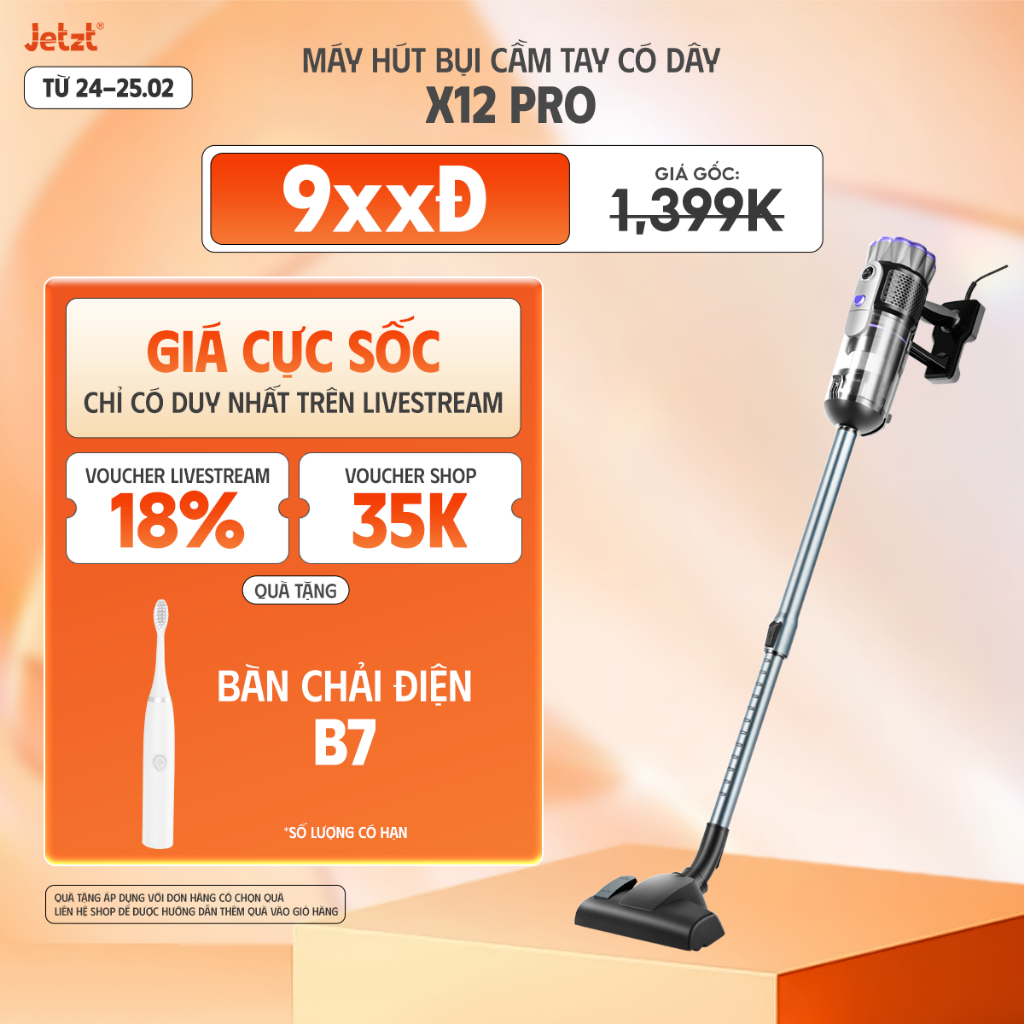 Máy hút bụi cầm tay đa năng có dây JETZT X12, lực hút 21000PA