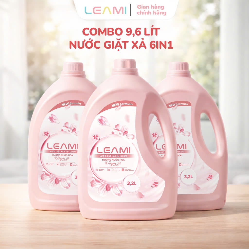 Nước Giặt Xả Đậm Đặc 6in1 Leami 3.2 lít – Hương Nước Hoa Huyền Diệu