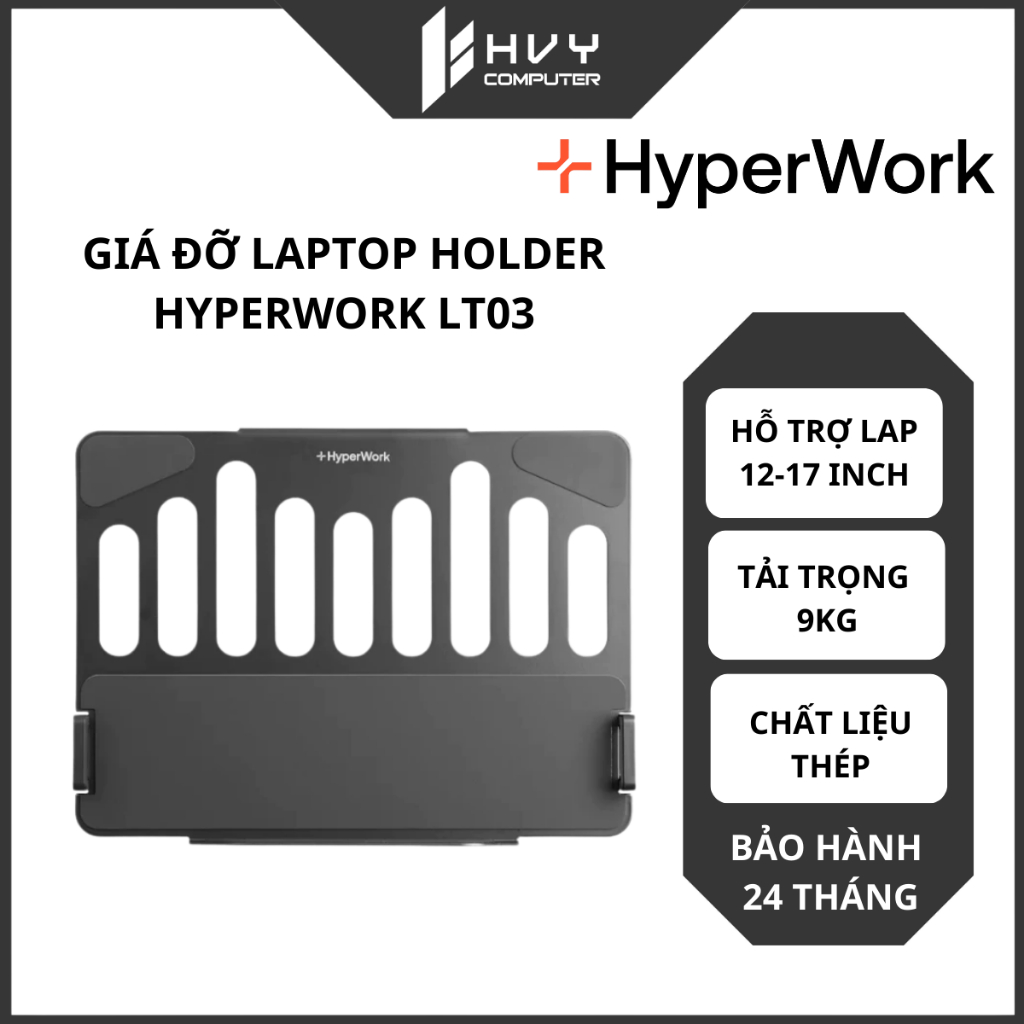 Giá đỡ Laptop Holder HyperWork HPW-LT03- BLK  - Hàng Chính Hãng