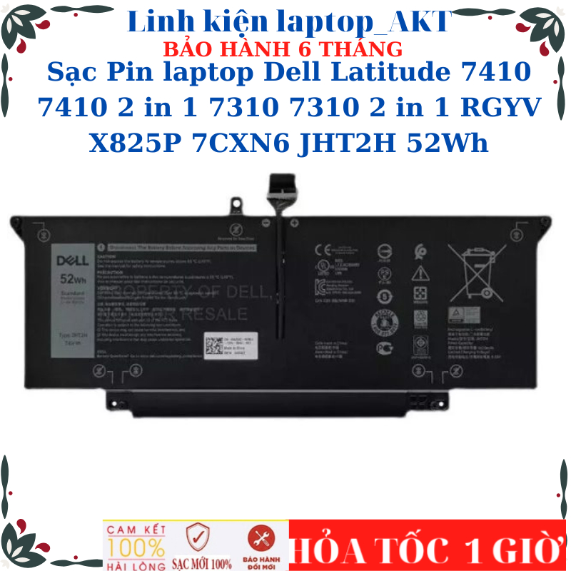Sạc Pin laptop Dell Latitude 7410 7410 2 in 1 7310 7310 2 in 1 RGYV X825P 7CXN6 JHT2H 52Wh