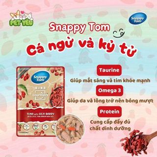 ( Thùng 6 - 12 - 24 gói ) pate cho mèo Snappy Tom trái cây 70gr mix vị ngẫu nhiên