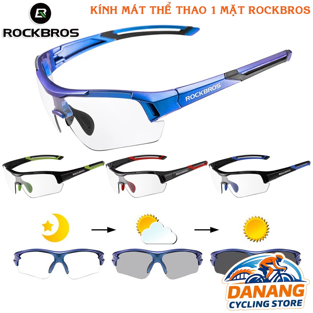 Kính Mát Thể Thao Xe Đạp 1 Mặt Đổi Màu ROCKBROS - Chống UV, Thể Thao