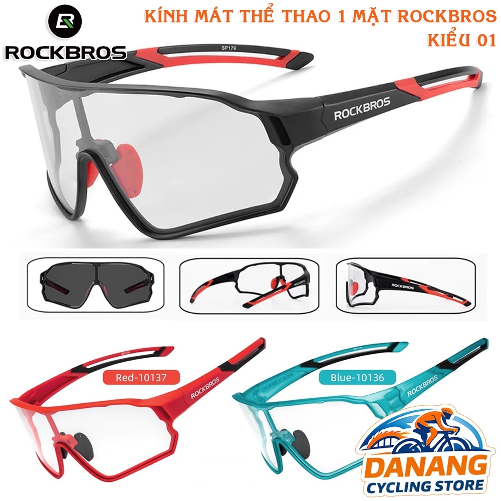 Kính Mát Thể Thao Xe Đạp 1 Mặt Đổi Màu ROCKBROS - Kiểu 01, Chống UV, Thể Thao