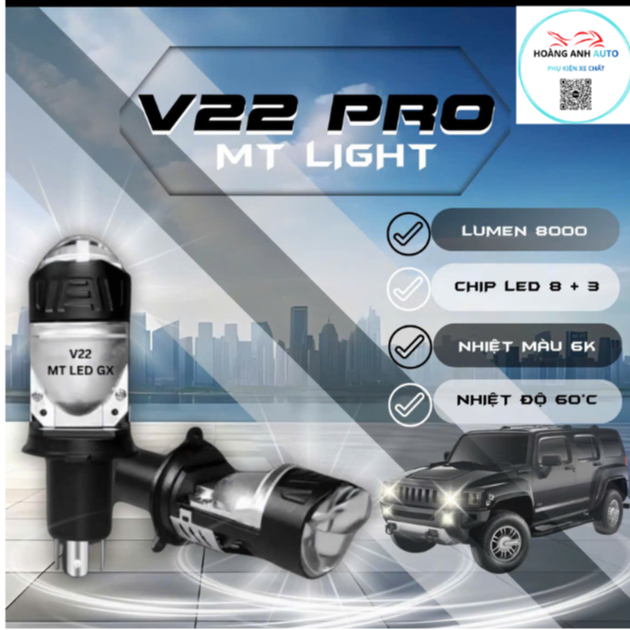 Bi Cầu MiNi V22 ULTRA PRO NEW 2026, 65W Phù Hợp Cho ÔTô Xe Máy  H4 - DC 12-24V ( Tặng Kèm 1 Hậu Audi
