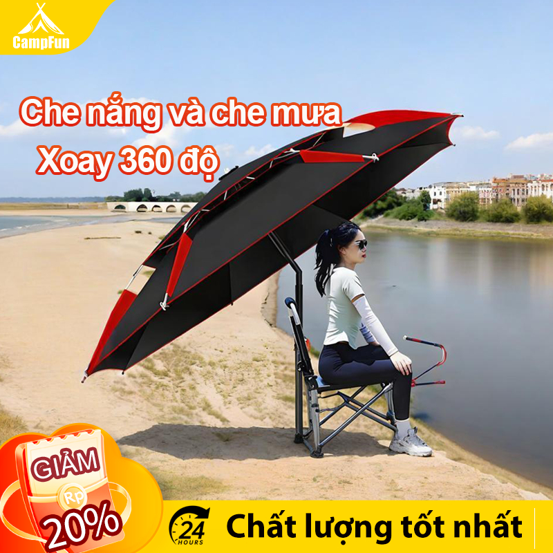 Chất Lượng Ô Câu Cá, Dù Câu Cá 2 Tầng Siêu Chống Thấm, 360° Chống Tia UV Cao Cấp,Độ Dài 2m2 - 2m4