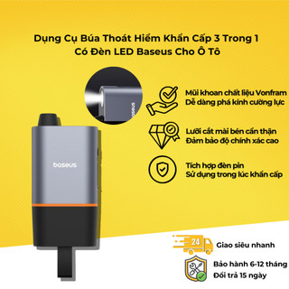 Dụng Cụ Búa Thoát Hiểm Khẩn Cấp 3 Trong 1 Có Đèn LED Hiệu Baseus SharpTool Series Emergency Hammer Pro Cho ÔTô, xe hơi