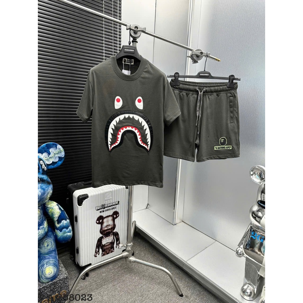 Bộ Quần Áo Nam Mùa Hè Cá Mập Rêu Siêu Đẹp - Đồ Bộ Cộc Hè Nam Nữ Chất Áo Cotton