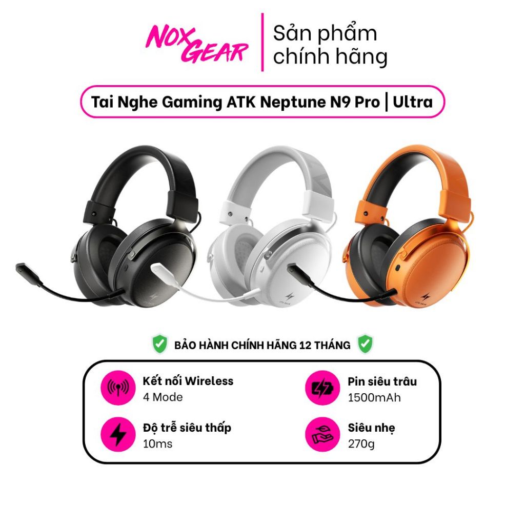 [GIAO NGAY] Tai Nghe Gaming ATK N9 Pro | N9 Ultra Wireless 4 Mode - Chuyên Game - Bảo Hành Chính Hãn