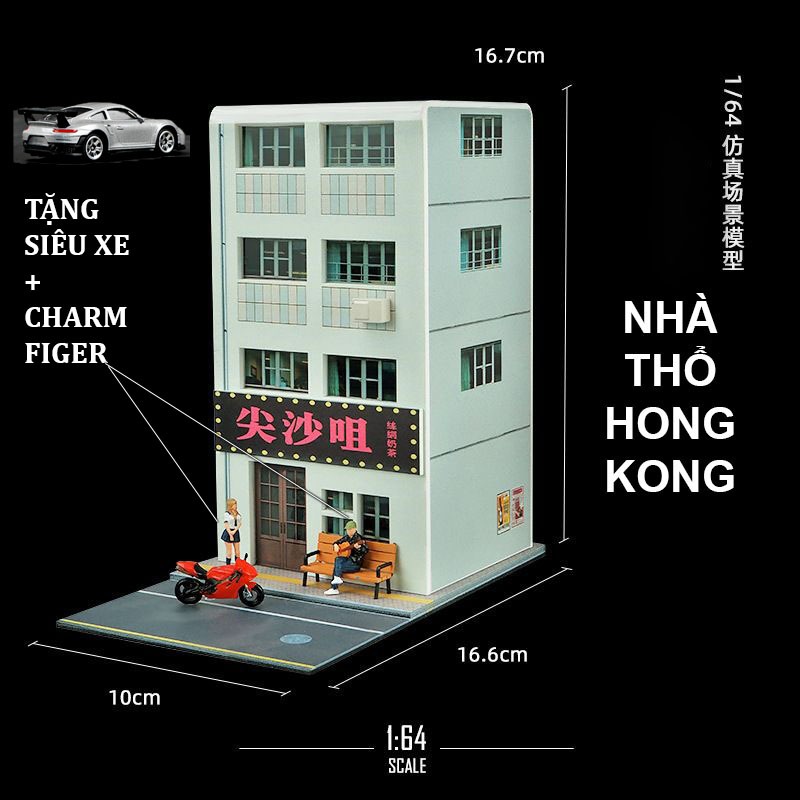 🔥TẶNG XE + figer🔥 DIORAMA garage mô hình xe hơi 1/64 decor bàn làm việc, bàn học, gaming pc, QUÀ TẶN