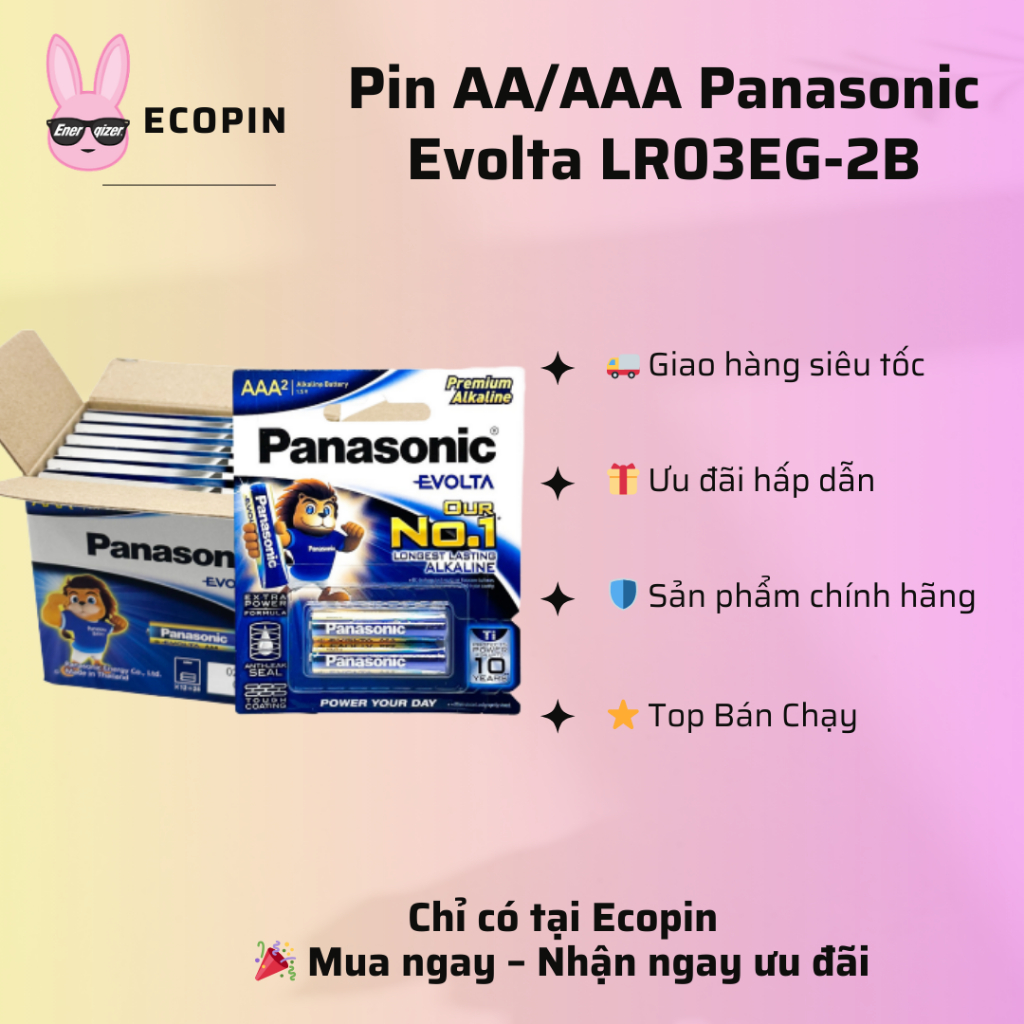 Pin AA/AAA Panasonic Evolta LR03EG-2B chính hãng