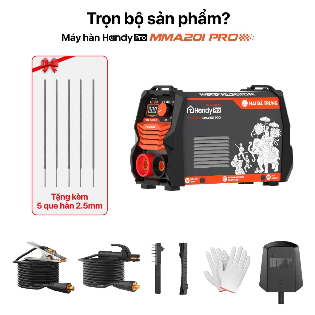 [Tặng 3 Que Hàn] Máy Hàn HANDY PRO MMA 200 Lõi Dây Đồng