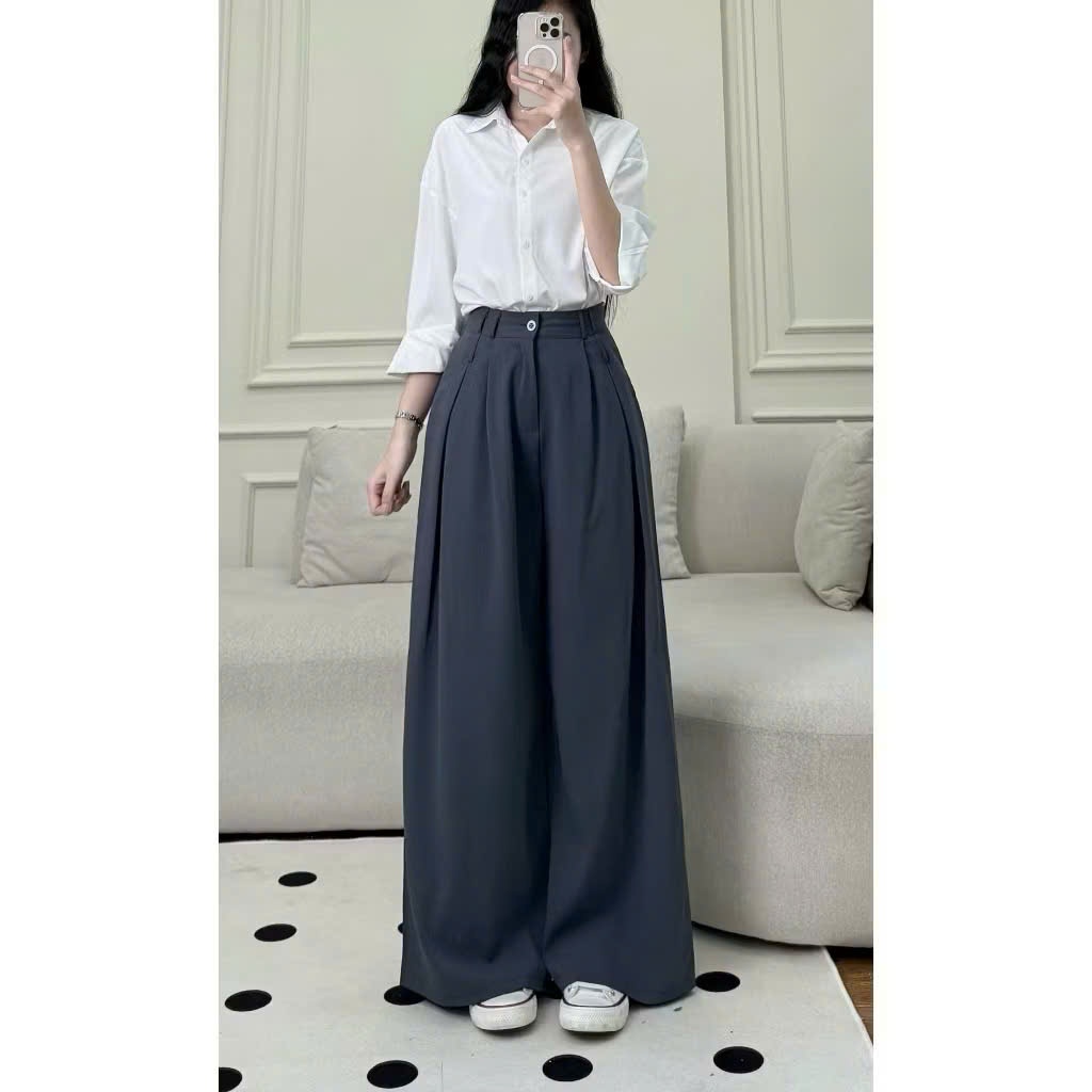 Quần tây ống rộng Hari nữ xếp ly chất GOLD ống rộng dài chùm phủ chân | BigBuy360 - bigbuy360.vn