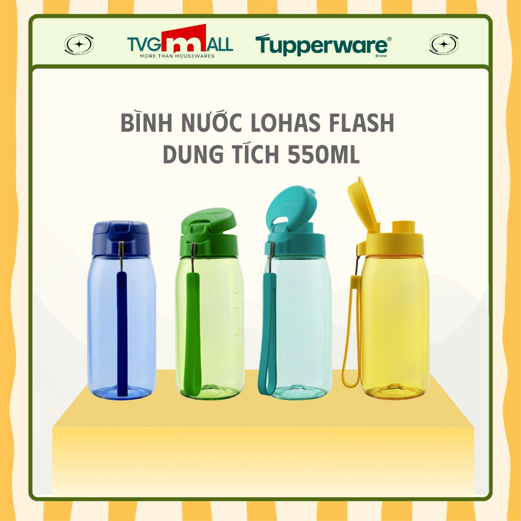 TUPPERWARE Bình Nước Lohas Flask 550ml Trong Suốt Chính hãng- An Toàn Sức Khỏe