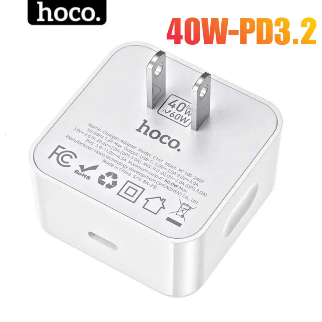 Củ sạc nhanh 40w PD3.2 dùng cho 17 16 15 ... cao cấp chống cháy nổ ... Bộ sạc cổng type c kèm dây 2 đầu typec siêu bền