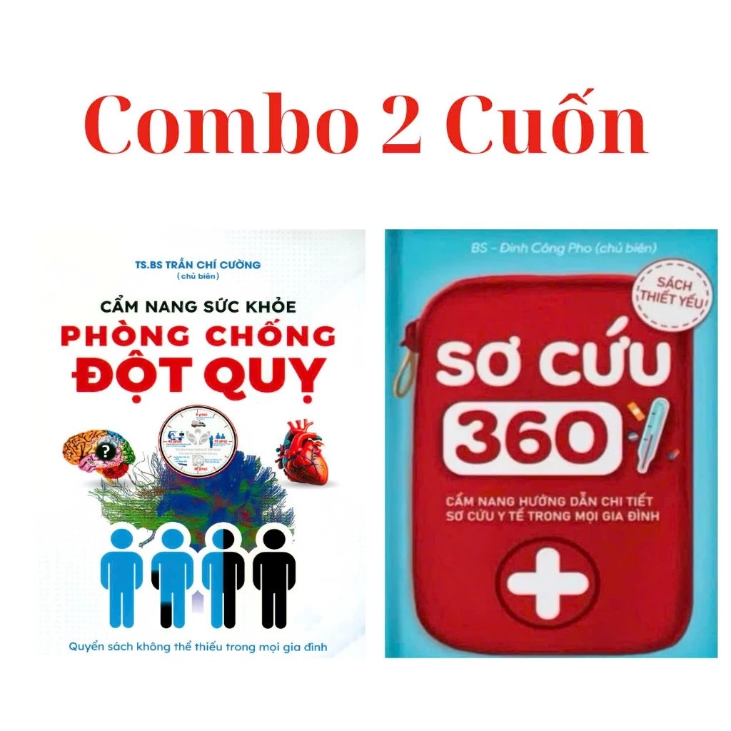 Sách- Combo 2 cuốn Sơ Cứu 360 Và Cẩm Nang Sức Khỏe Phòng Chống Đột Quỵ