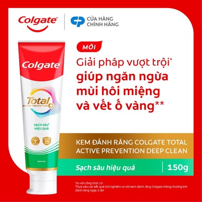[HB GIFT] Kem đánh răng Colgate Total sạch sâu bảo vệ, ngăn ngừa 8 vấn đề răng miệng 150g/ tuýp