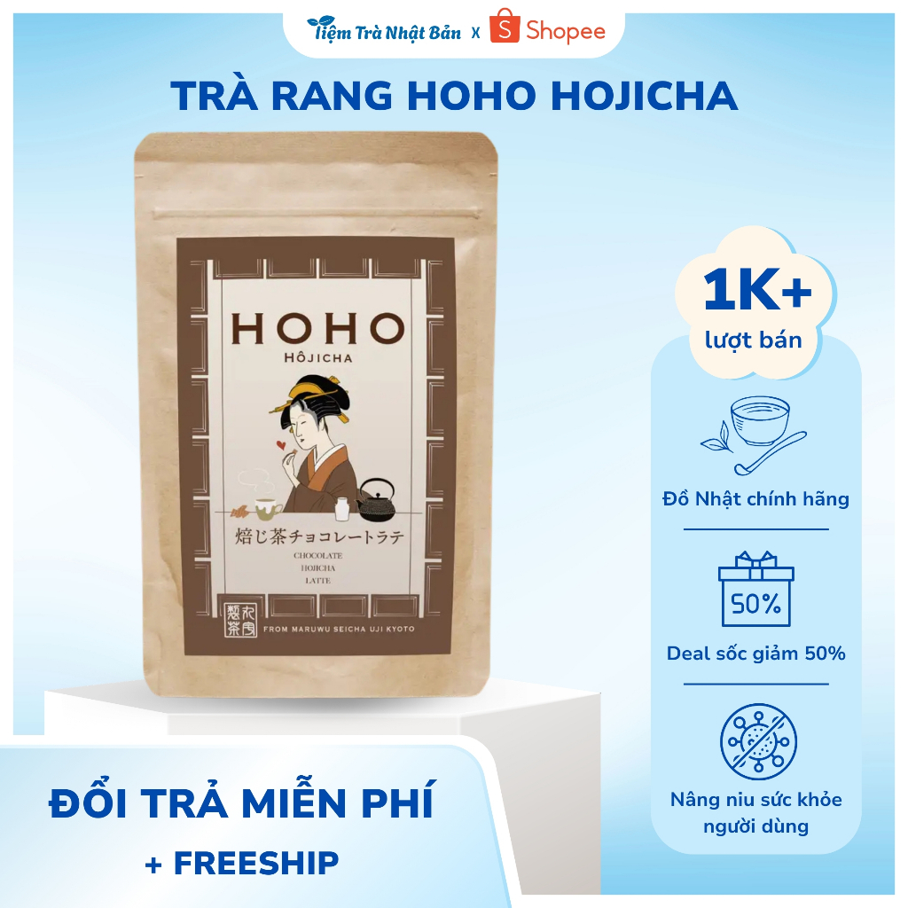 Trà Hojicha cao cấp Hoho - Trà Rang Nhật Bản (Latte, Chocolate,...) 80g M03