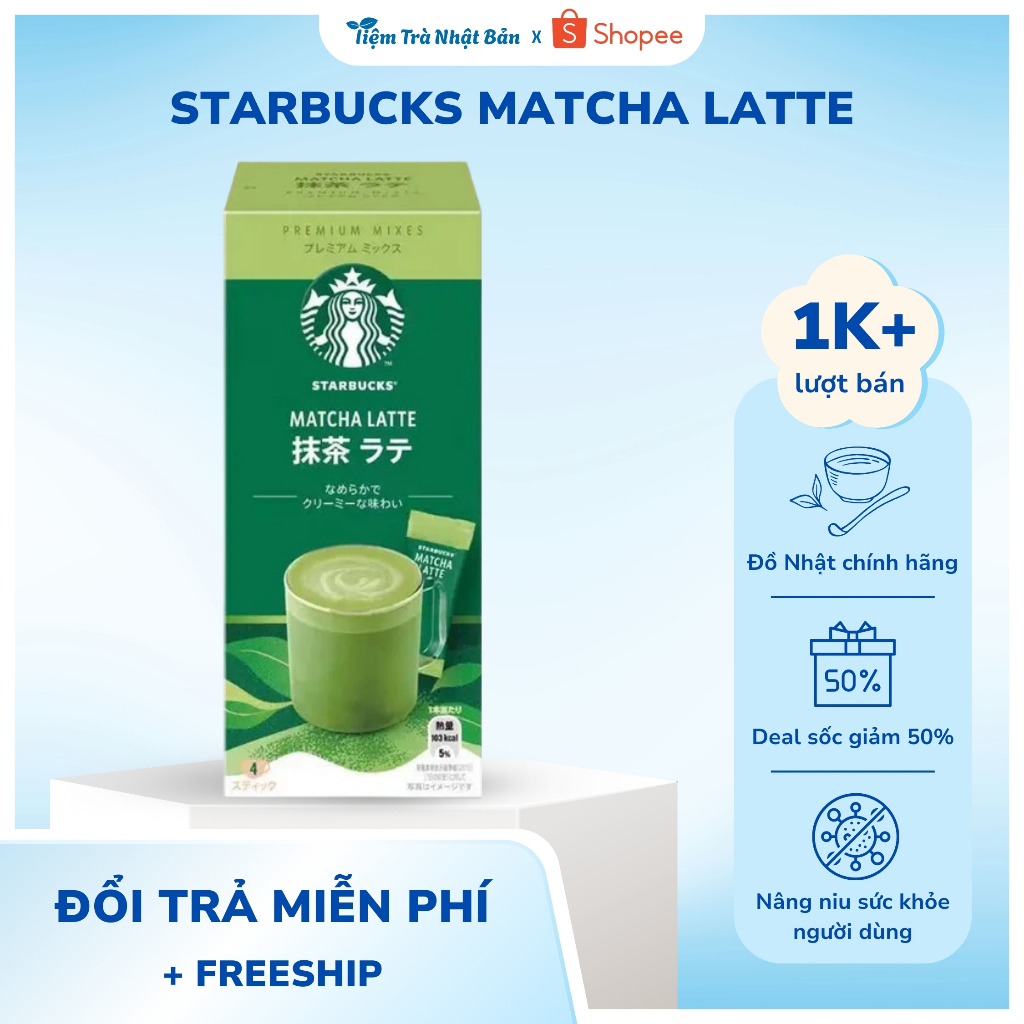 Hộp 4 Gói Trà Xanh Matcha Latte Starbucks Nhật Bản - Vị Ngọt Thanh Khiết M04