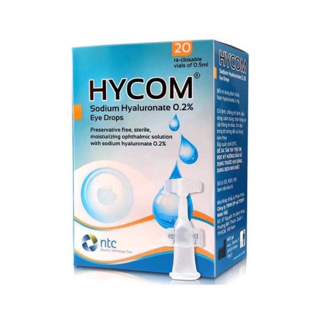 Dung dịch nước mắt nhân tạo đơn liều nhỏ mắt HYCOM 0,2 % - ITALIA