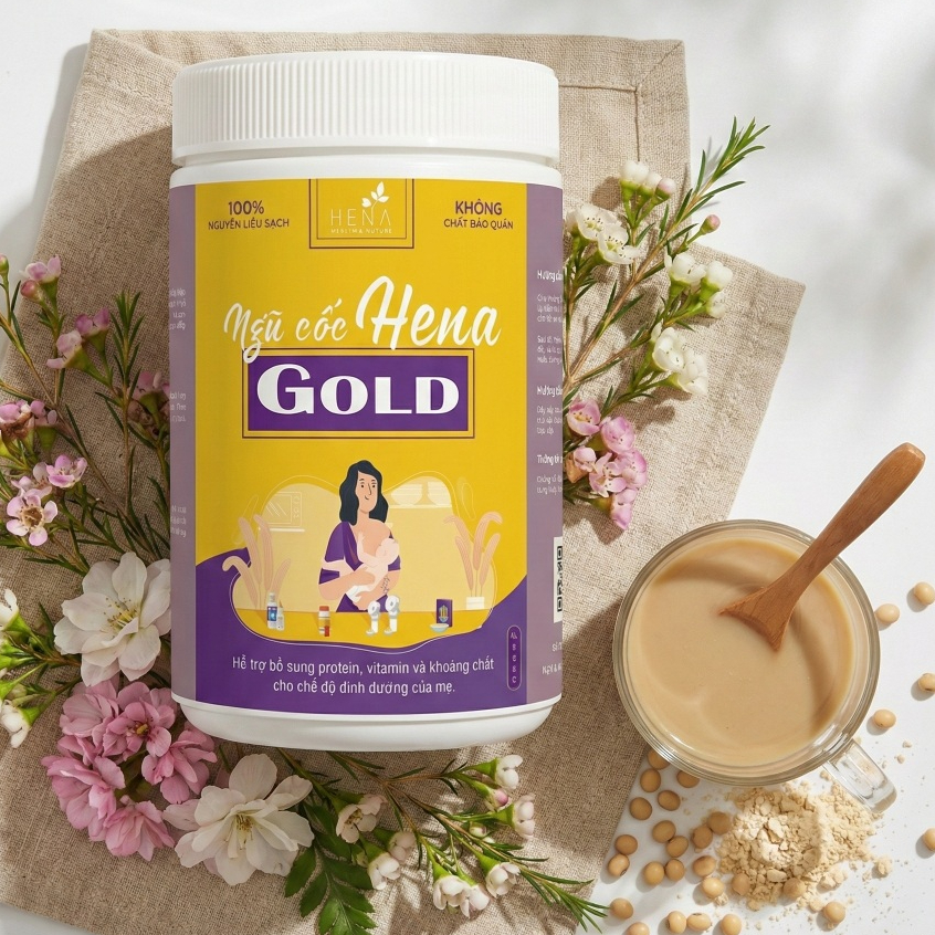 Bột Ngũ Cốc Cho Bà Bầu Sau Sinh Tinh Chế Cao Cấp HENA GOLD 500G, Ngũ Cốc Cho Bà Bầu Lợi Sữa Sau Sinh