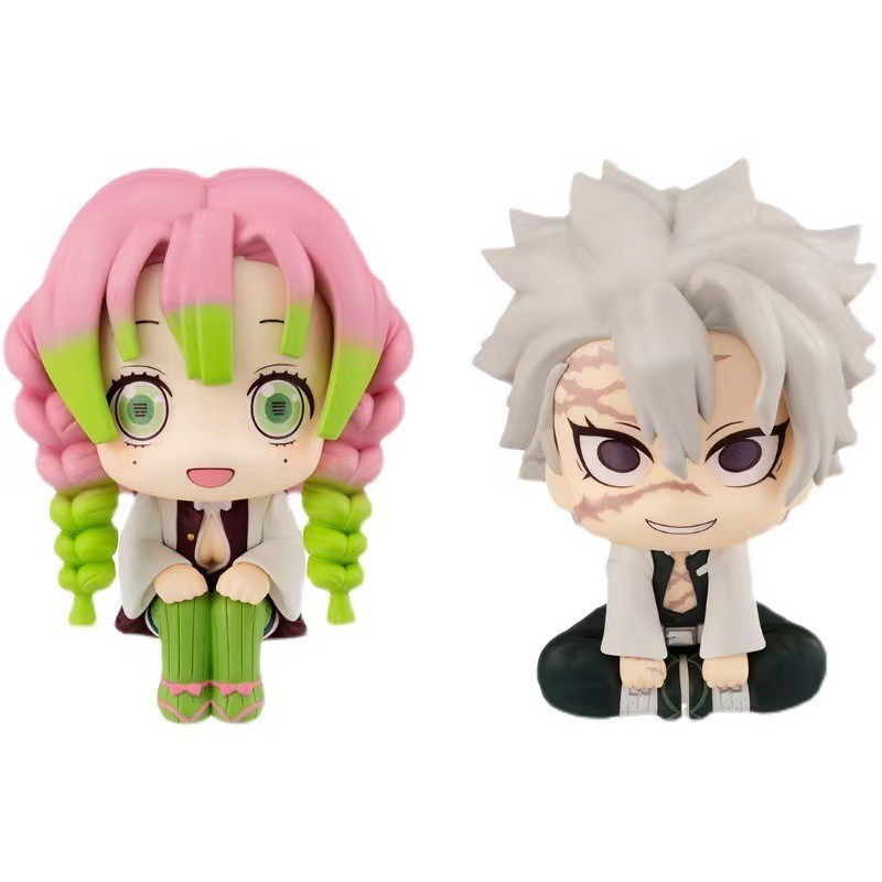 Mô Hình Demon Slayer Chibi Ngồi Sanemi Shinazugawa & Mitsuri Kanroji – Figure Trang Trí Bàn