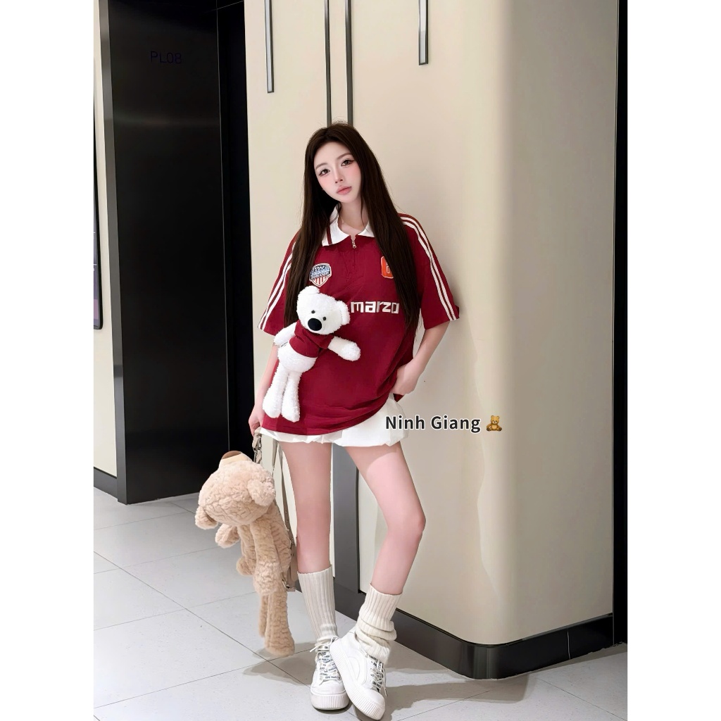 Hana Store áo phông kèm charm gấu siêu xinh