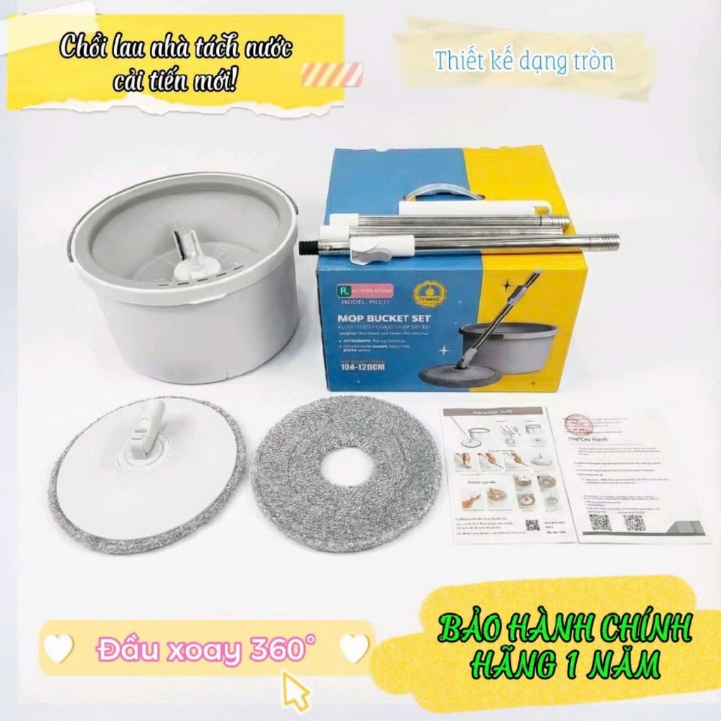 Bộ Cây Lau Nhà Tách Nước Bẩn. BẢO HÀNH CHÍNH HÃNG 1 NĂM. Hiện Đại Thông Minh Tự Tách Chất Bẩn Thùng