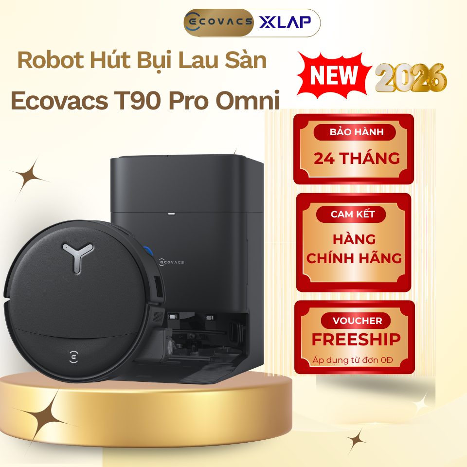 Robot hút bụi lau nhà Ecovacs DEEBOT T90 PRO OMNI - Lực hút 30.000Pa - BH chính hãng 24 tháng