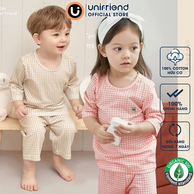 Bộ quần áo vải cotton & Tencel Modal siêu mịn lửng tay cho bé trai và bé gái mặc nhà mùa hè Unifriend Hàn Quốc U2023-12