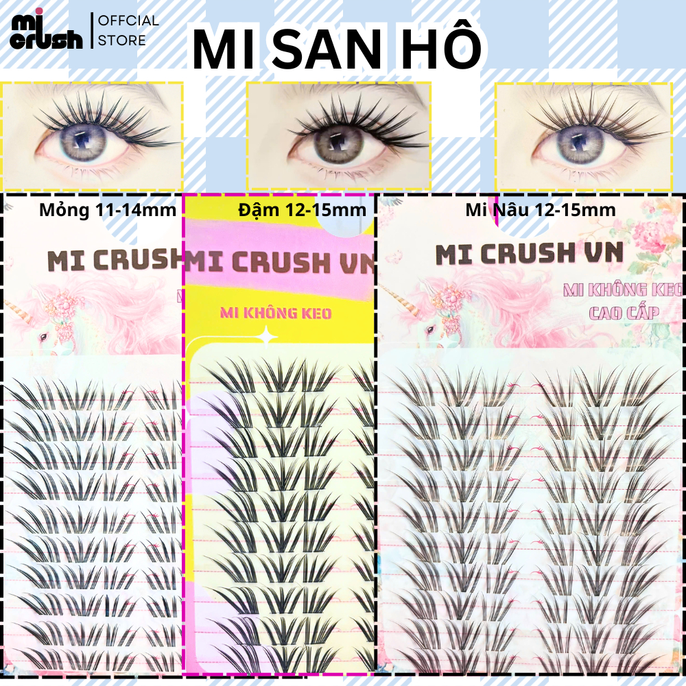 [ Mi San Hô  ] Mi Giả 10 Hàng 60 Cụm Mi Không Keo Full Size Mi Hot Douyin Mi Crush Vn Mi Makeup Tiệc