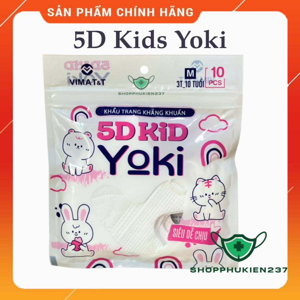 Set 30 Cái Khẩu Trang Trẻ Em 5D Baby Yoki 4 Lớp Dành Cho Bé Từ 4 Tuổi - 10 Tuổi