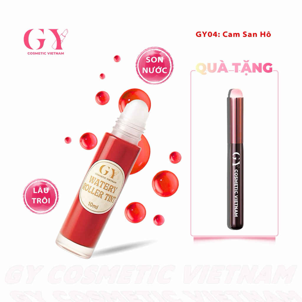 Son Tint Lì Bi Lăn Watery Roller Tint GY Cosmetic, Màu GY04 Cam San Hô, Nhẹ Môi, Lâu Trôi, 10ml