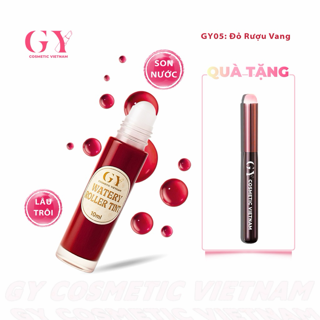 Son Tint Lì Bi Lăn Watery Roller Tint GY Cosmetic, Màu GY05 Đỏ Rượu Vang, Nhẹ Môi, Lâu Trôi, 10ml