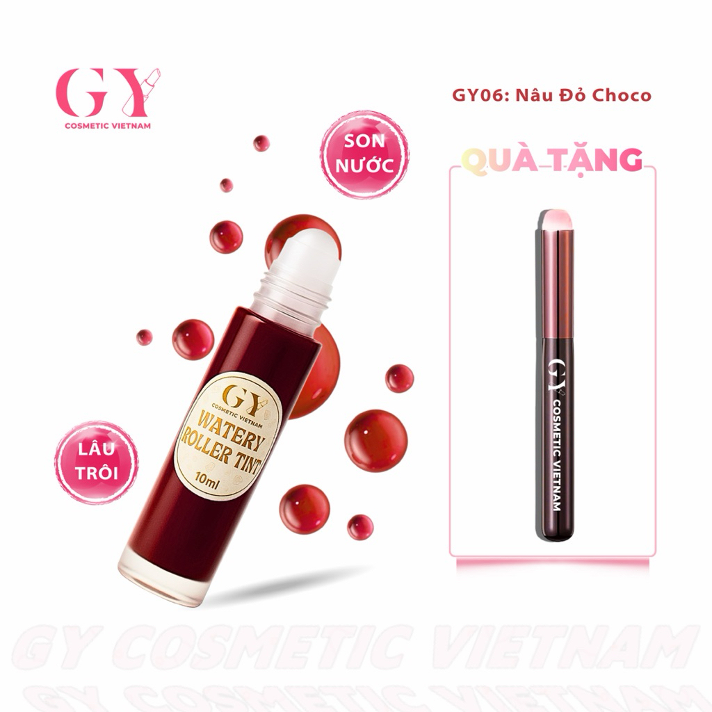 Son Tint Lì Bi Lăn Watery Roller Tint GY Cosmetic, Màu GY06 Nâu Đỏ Choco, Nhẹ Môi, Lâu Trôi, 10ml