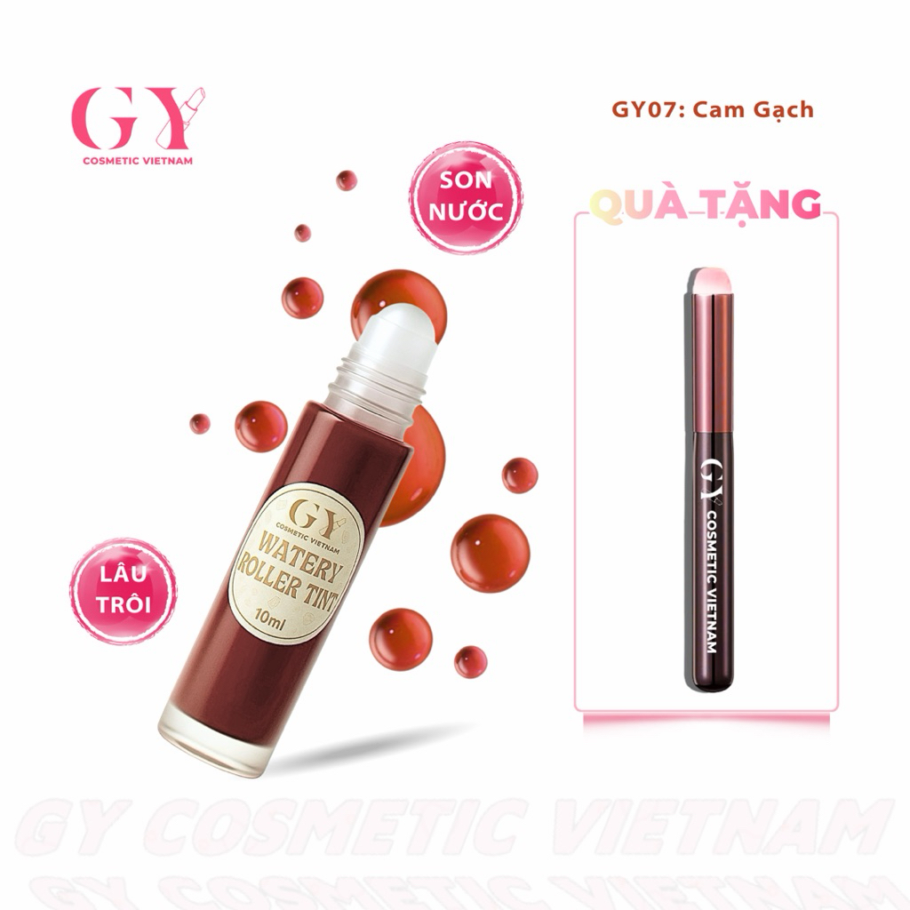 Son Tint Lì Bi Lăn Watery Roller Tint GY Cosmetic, Màu GY07 Cam Gạch, Nhẹ Môi, Lâu Trôi, 10ml