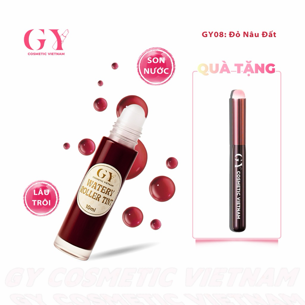 Son Tint Lì Bi Lăn Watery Roller Tint GY Cosmetic, Màu GY08 Đỏ Nâu Đất, Nhẹ Môi, Lâu Trôi, 10ml