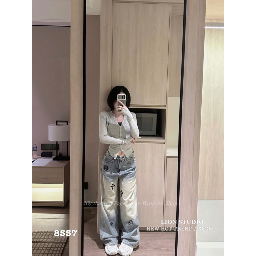 🦁LION STUDIO❤️ quần bò phai chomer 8557 size SML  Trung Quốc , QCCC