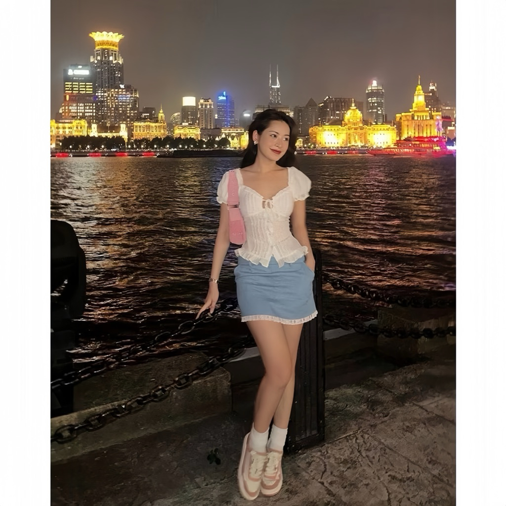 Áo Sơ Mi Xanh Than,Áo Kiểu Nữ Tôn Dáng Đi Chơi, Đi Học Dễ Phối Đồ Phong Cách Nhẹ Nhàng Nữ Tính- XM Minh Phúc | BigBuy360 - bigbuy360.vn