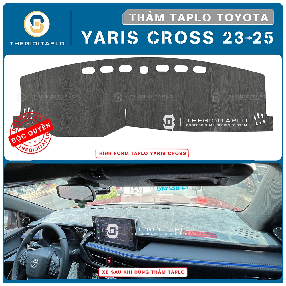 [Yaris và Yais Cross đời 2023 đến 2026] Thảm taplo ô tô da cacbon,da vân gỗ,và tuyết nhung 3 lớp chống nắng cao cấp