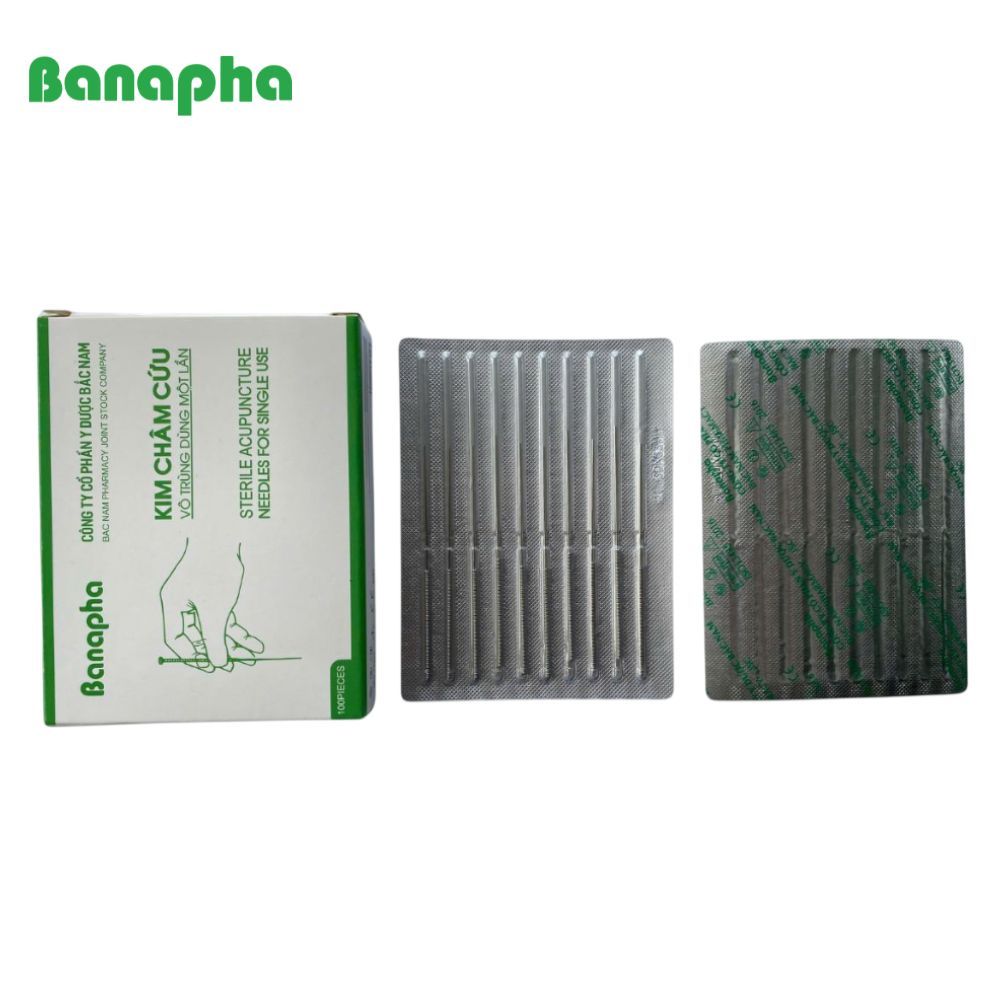 Kim đẩy chỉ Banapha vô trùng dùng 01 lần vỉ 10 cán thép- Hộp 100 kim