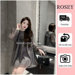 Đầm Babydoll tiểu thư chất voan tay dài thu đông(có kèm quần) Mặc được 2 kiểu trước, sau_HÀNG LOẠI 1_CÓ SẴN/Rosey.closet