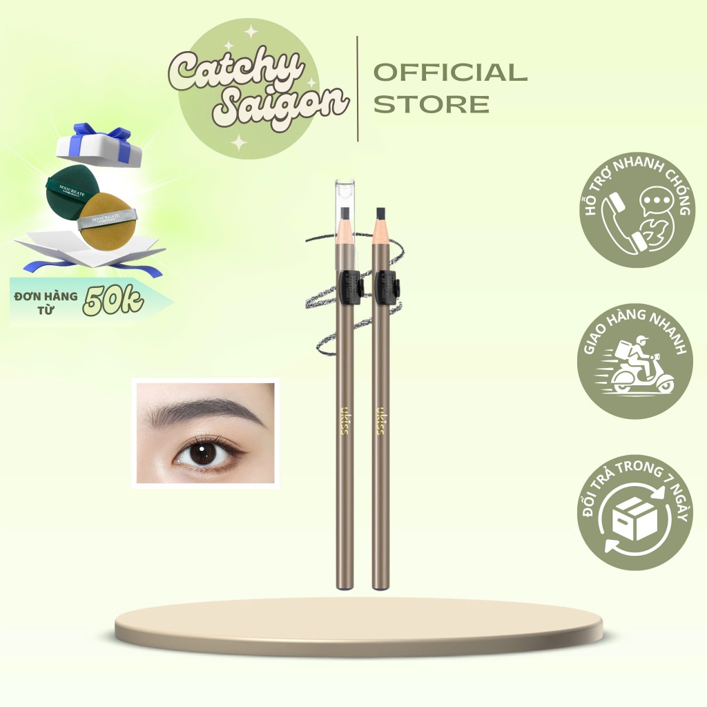 [UKISS] Chì Kẻ Mày Xé Ukiss  Vỏ Nâu, One-Pull No-Shave, 3.8g