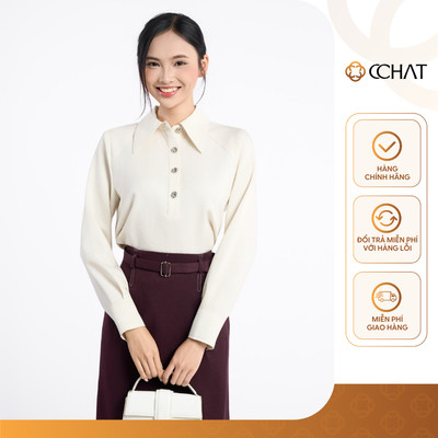 Áo Kiểu Nữ 𝐂𝐂𝐇𝐀𝐓 Dáng Suông Kiểu Lyna Cổ Đức Chất Liệu Tuytsi Cao Cấp 16FDS2020ST
