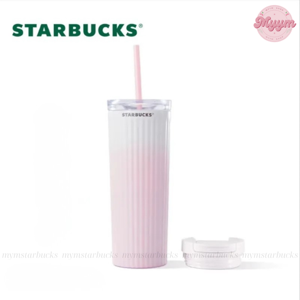 [𝗔𝘂𝘁𝗵𝗲𝗻𝘁𝗶𝗰] LY GIỮ NHIỆT 16OZ (473ML) STARBUCKS JUNGLE OMBRE PINK 2 LID 🩷🤍