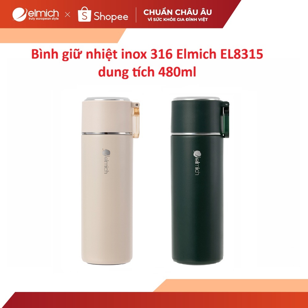 ( Độc quyền chỉ có trên Shopee ) Bình giữ nhiệt inox 316 Elmich EL8315 dung tích 480ml