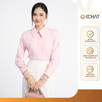 Áo Sơ Mi Nữ 𝐂𝐂𝐇𝐀𝐓 Dáng Suông Lena Tay Phối Ren Hiện Đại Chất Liệu Mềm Mại Cao Cấp 16FDT2037ST