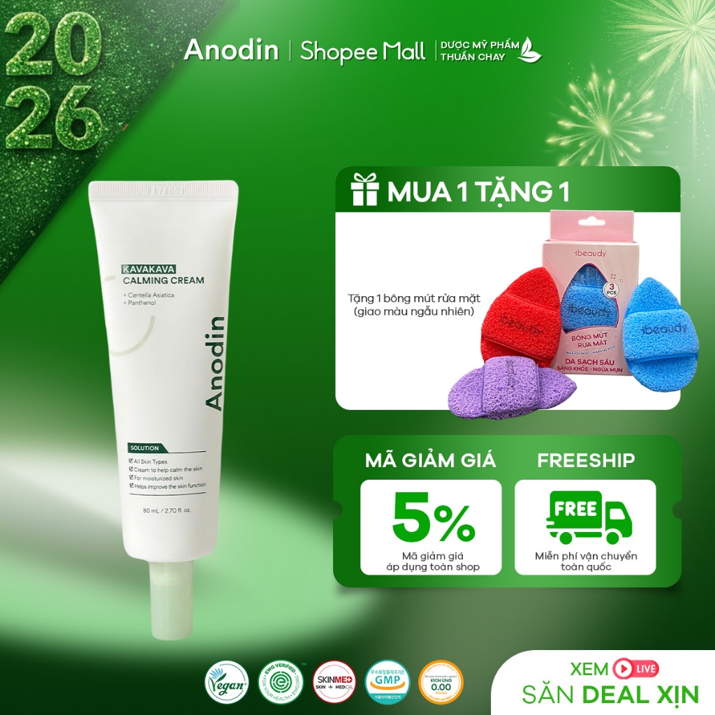 [VHL x ANODIN] Kem dưỡng làm dịu và cấp ẩm Anodin KavaKava Calming Cream 80ml