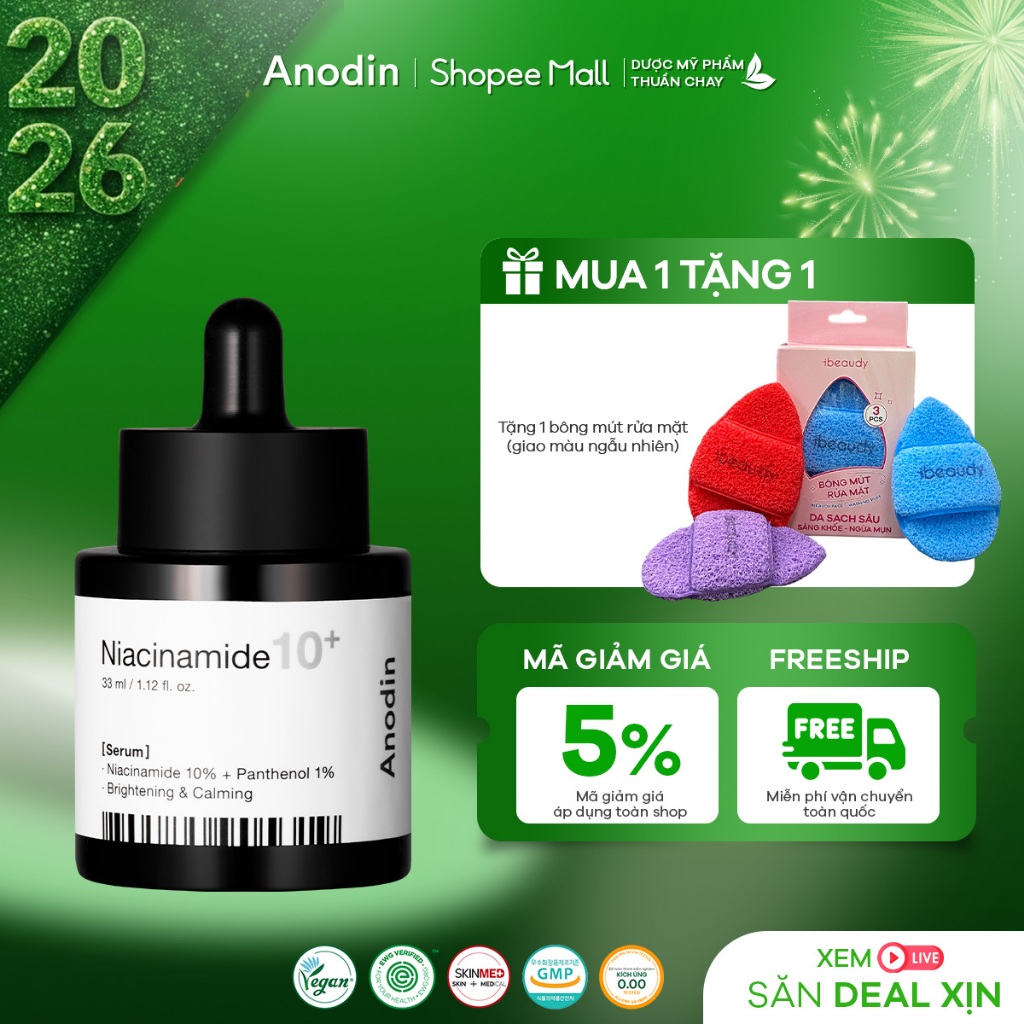 [VHL x ANODIN] Serum dưỡng sáng và mờ thâm Anodin Niacinamide 10 Plus 33ml
