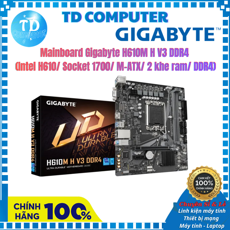 Mainboard Gigabyte H610M H V3 DDR4 (Intel H610/ Socket 1700/ 2 khe ram/ DDR4) - Hàng chính hãng Viễn