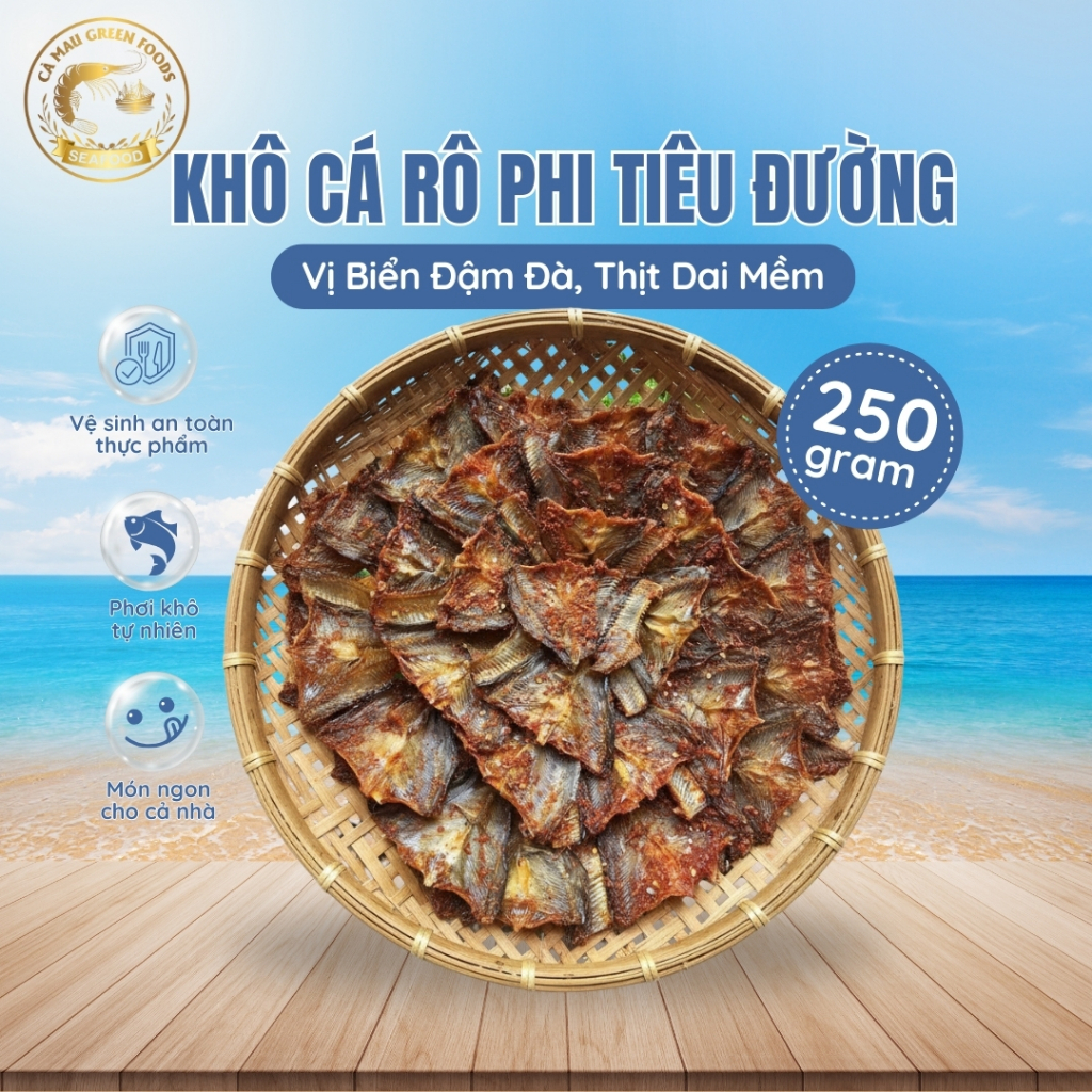 Khô Cá Rô Phi Tiêu Đường Cà Mau - Vị Biển Đậm Đà, Thịt Dai Mềm, Ăn Cơm Ngon, Nhâm Nhi Đều Hợp